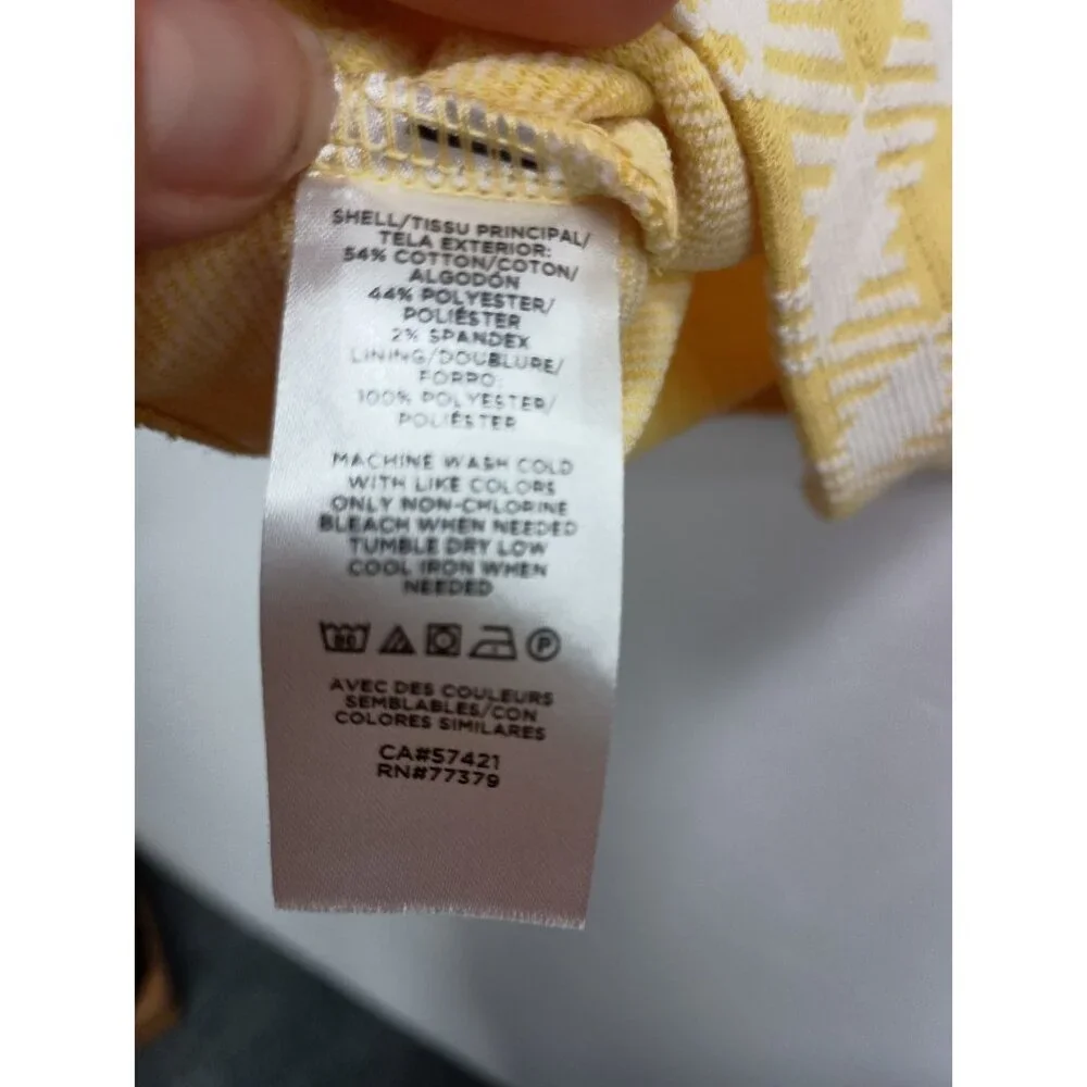 Ann Taylor Womens Preppy Top Size XL White Yellow‎ Plaid Ruffle Neck Sleeveless
